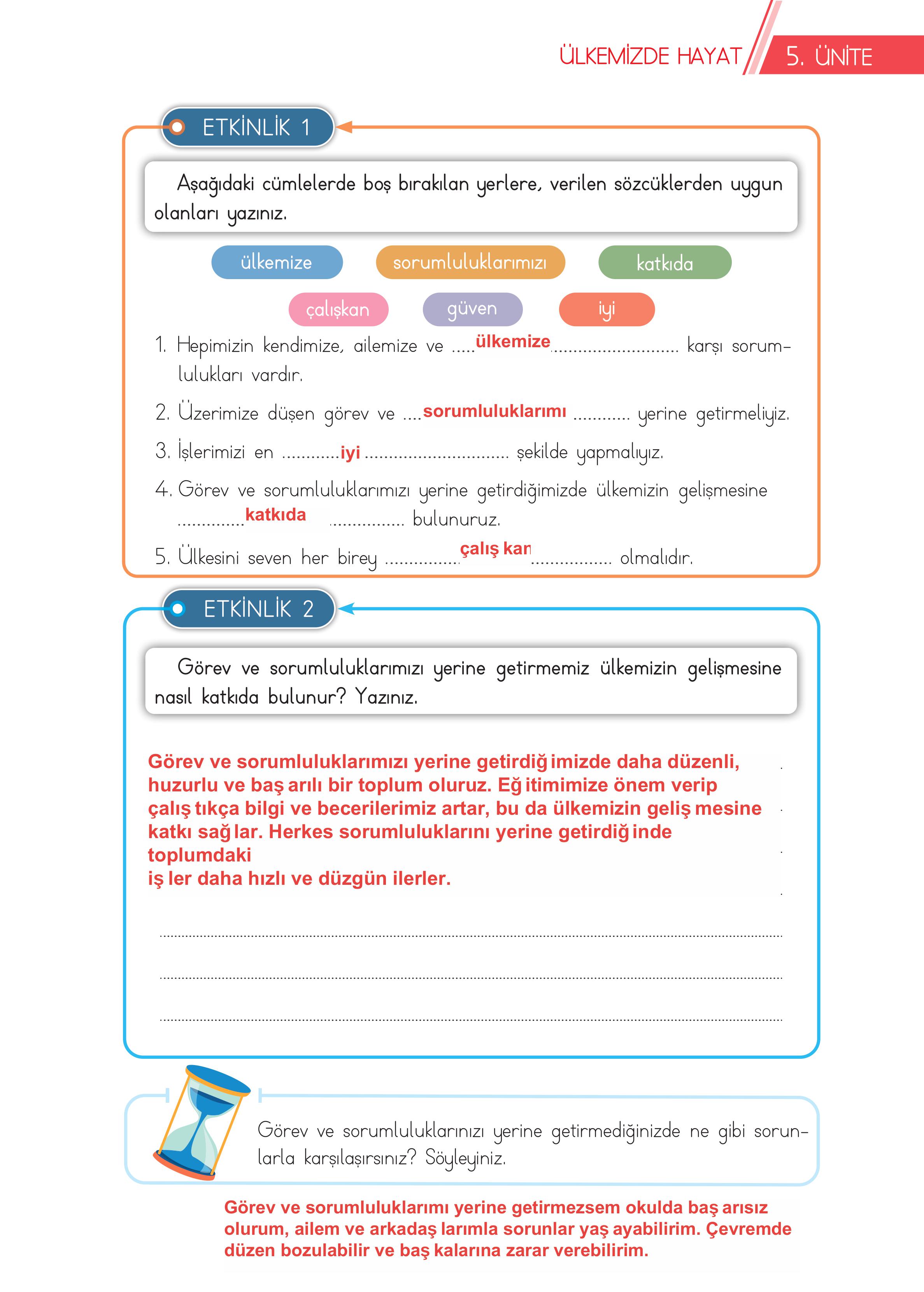 3. Sınıf Meb Yayınları Hayat Bilgisi Ders Kitabı Sayfa 161 Cevapları