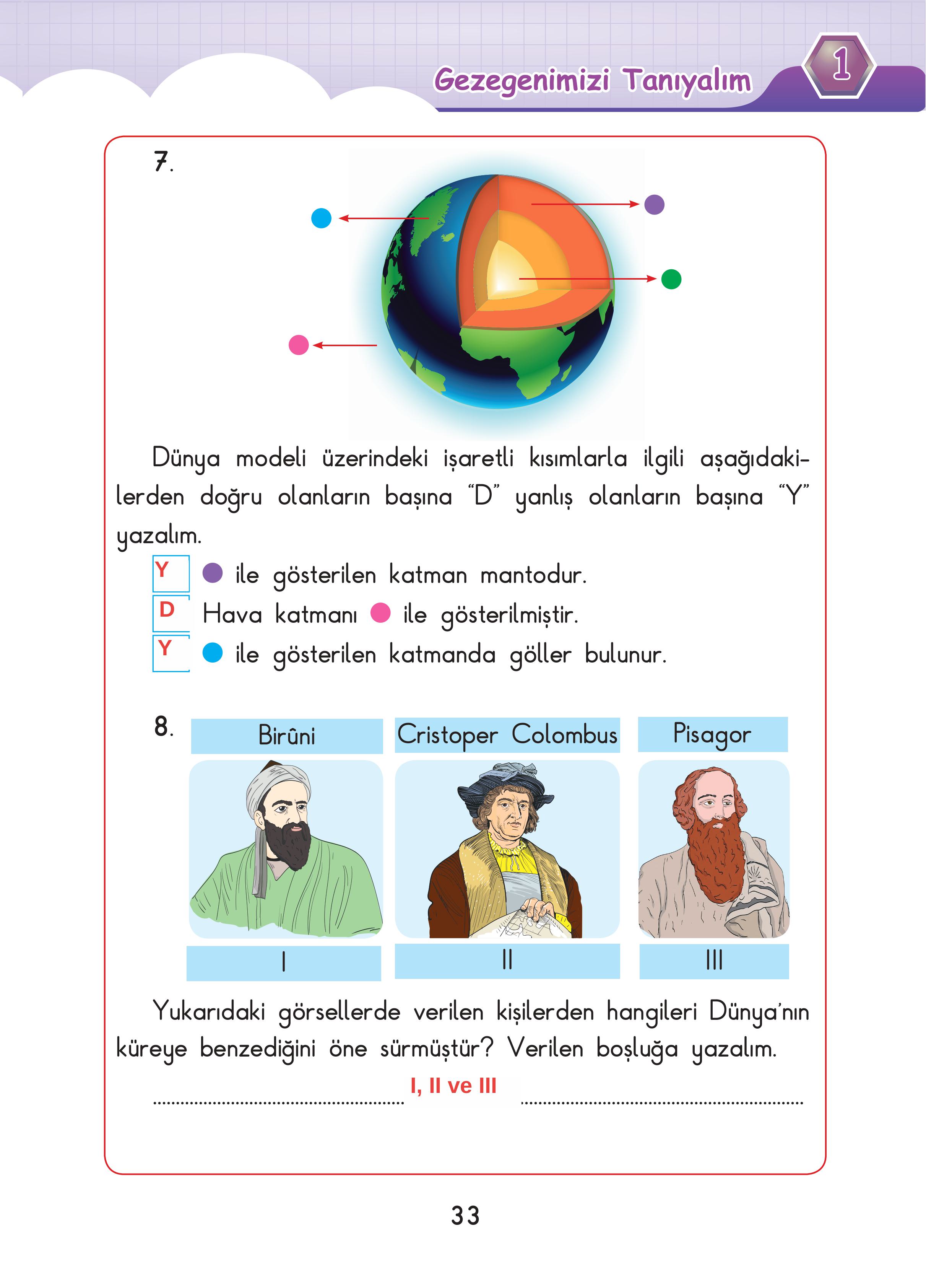 3. Sınıf Sdr Dikey Yayıncılık Fen Bilimleri Ders Kitabı Sayfa 33 Cevapları