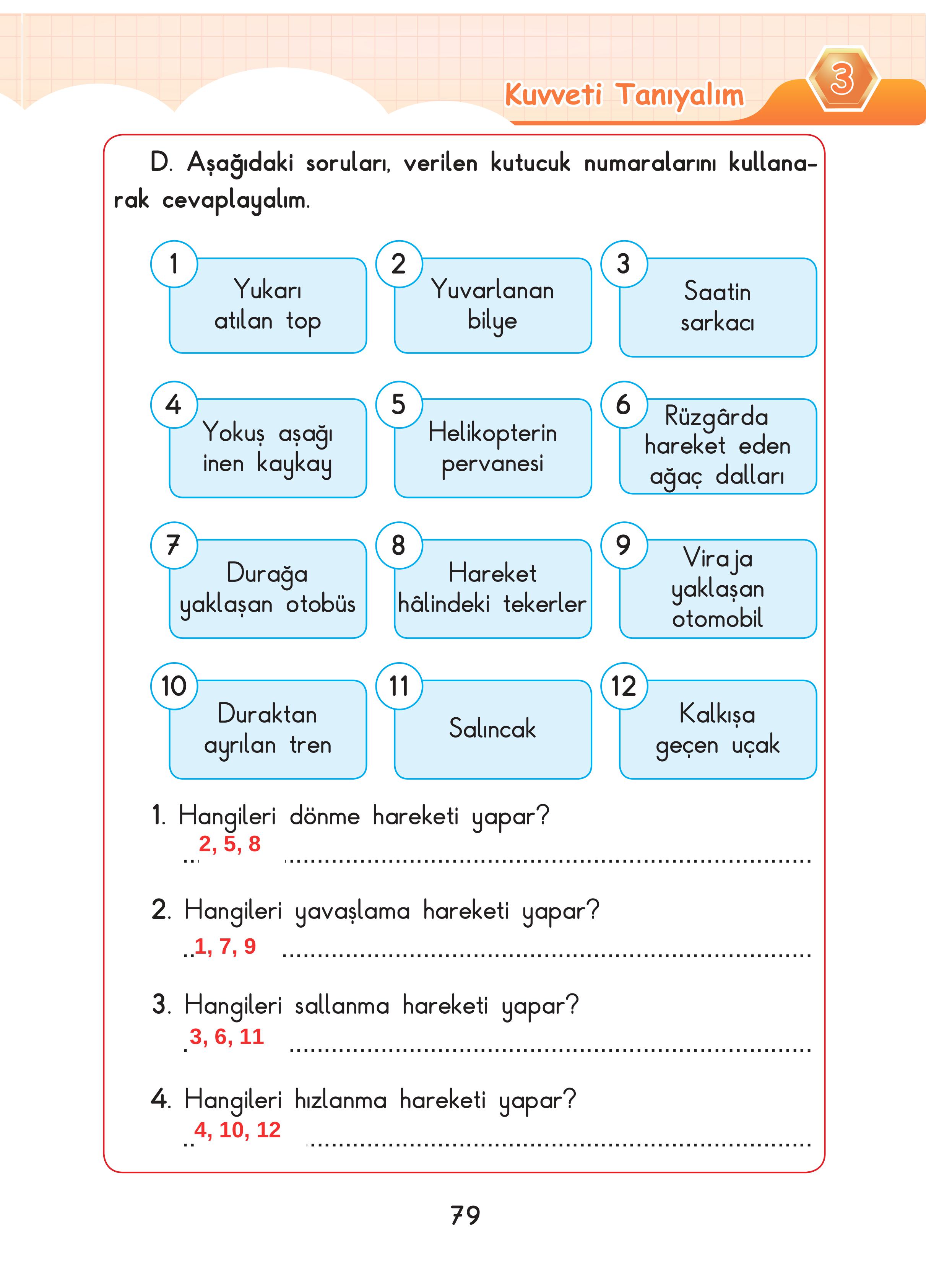 3. Sınıf Sdr Dikey Yayıncılık Fen Bilimleri Ders Kitabı Sayfa 79 Cevapları