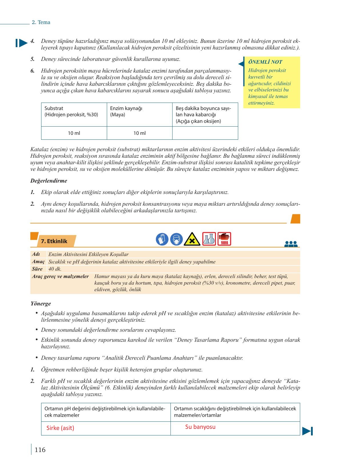 9. Sınıf Meb Yayınları Biyoloji Ders Kitabı Sayfa 116 Cevapları