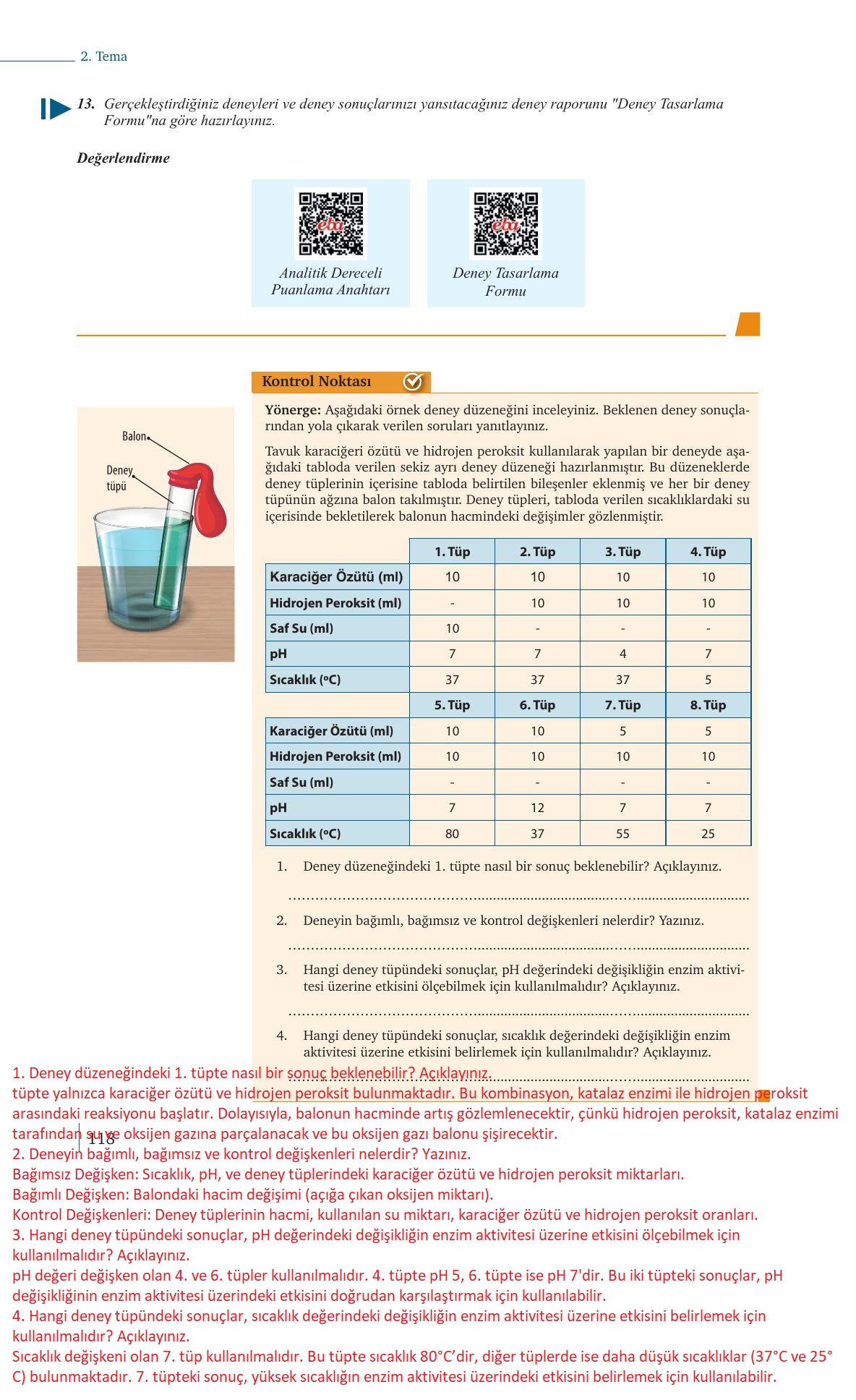 9. Sınıf Meb Yayınları Biyoloji Ders Kitabı Sayfa 118 Cevapları