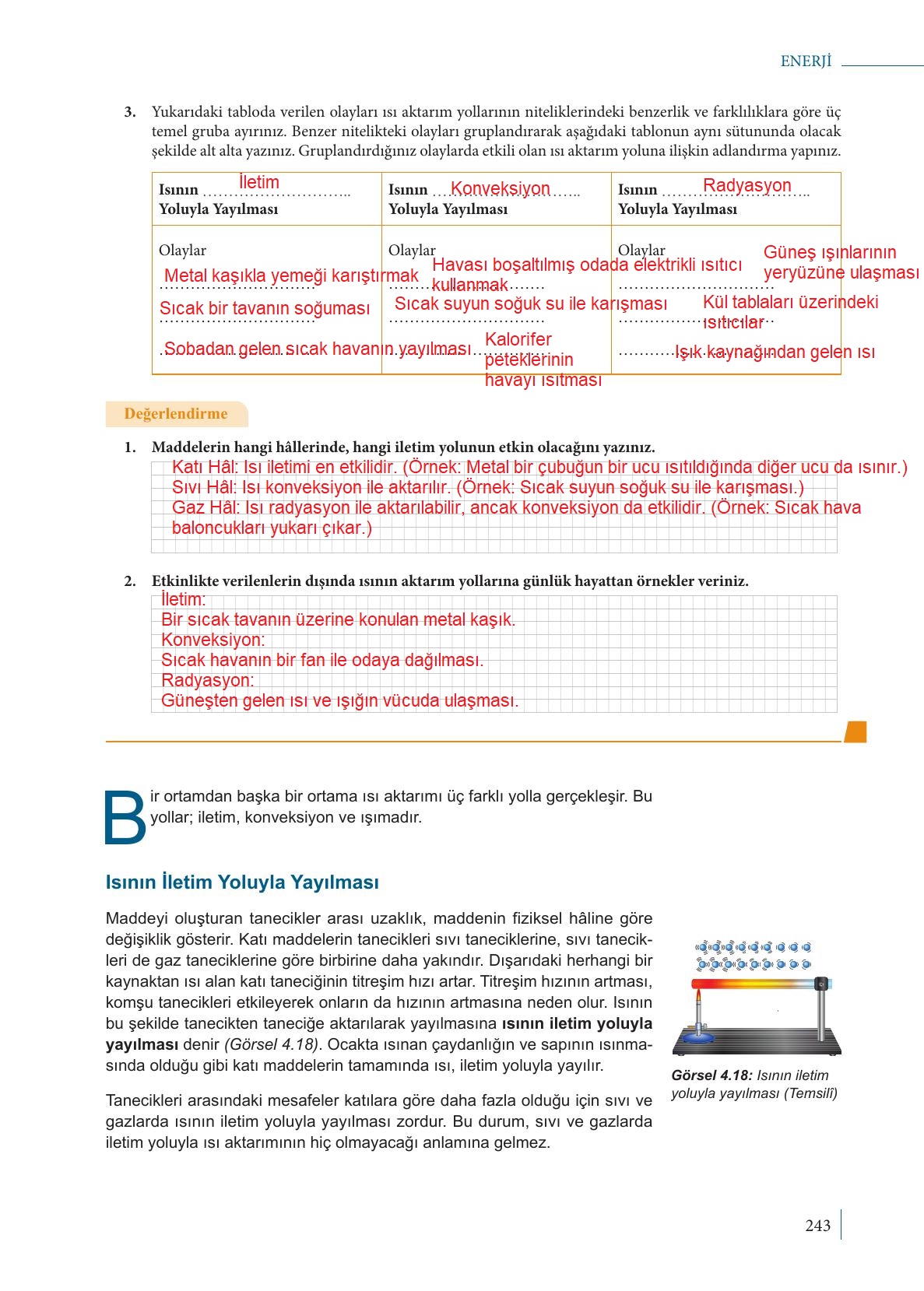 9. Sınıf Meb Yayınları Fizik Ders Kitabı Sayfa 243 Cevapları