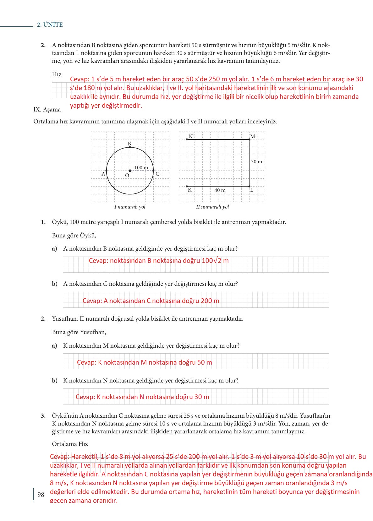 9. Sınıf Meb Yayınları Fizik Ders Kitabı Sayfa 98 Cevapları