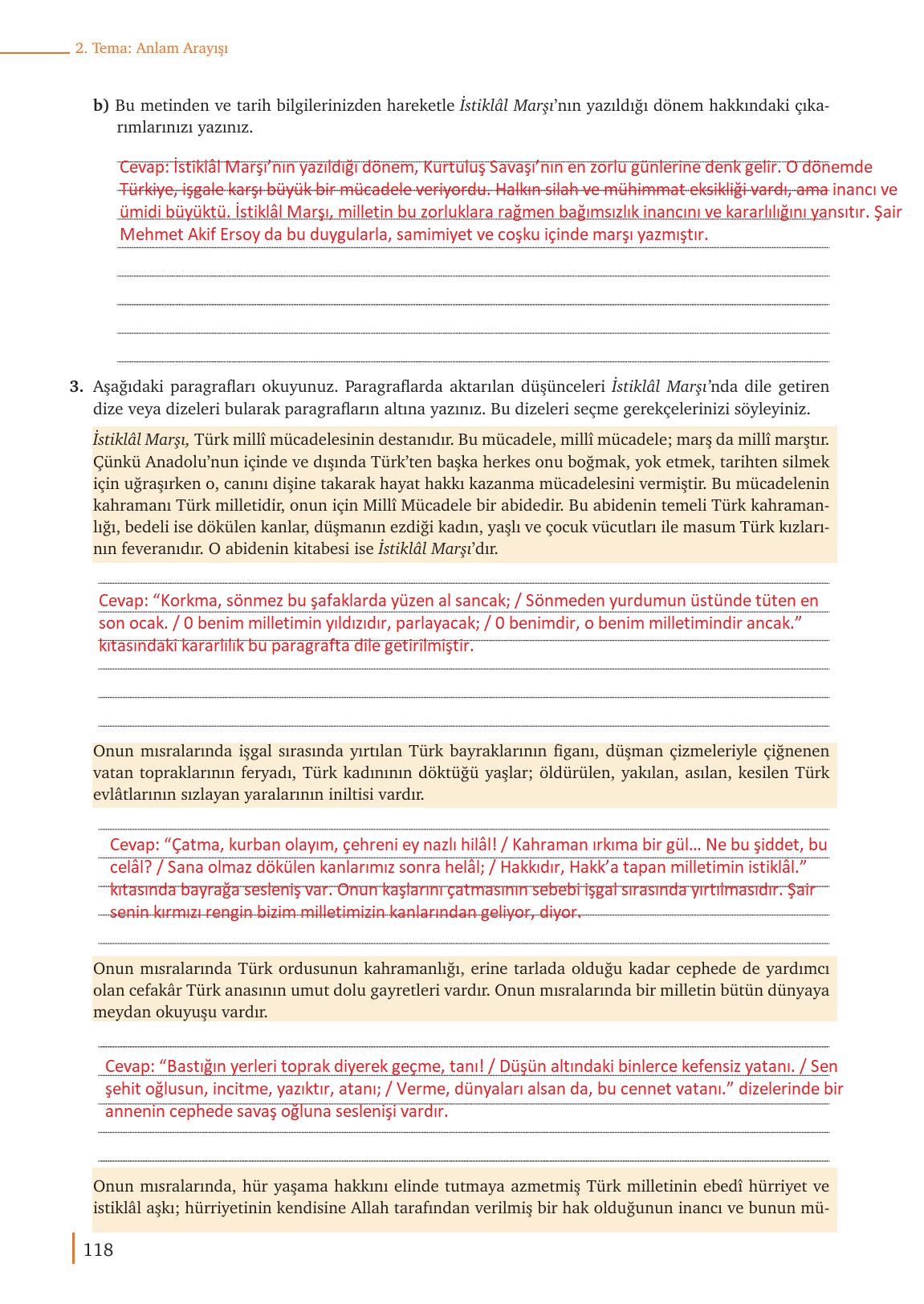 9. Sınıf Meb Yayınları Türk Dili Ve Edebiyatı Ders Kitabı Sayfa 118 Cevapları