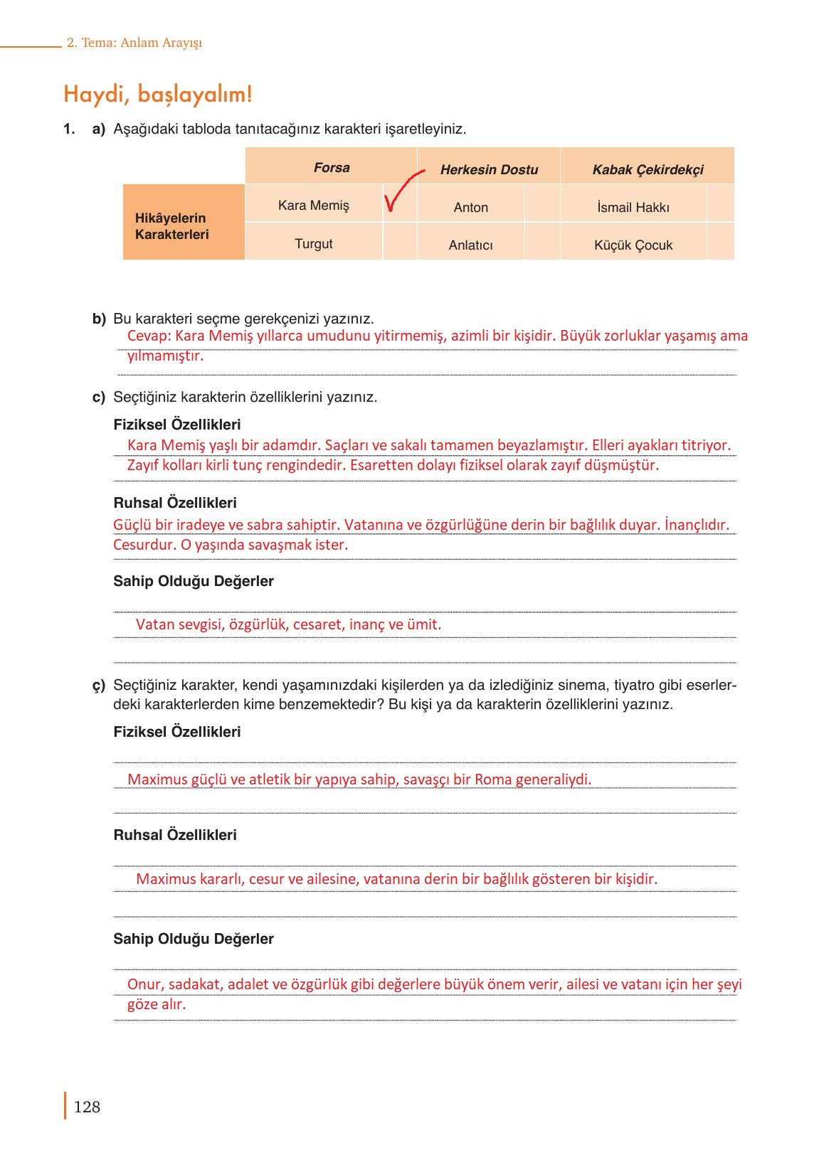 9. Sınıf Meb Yayınları Türk Dili Ve Edebiyatı Ders Kitabı Sayfa 128 Cevapları