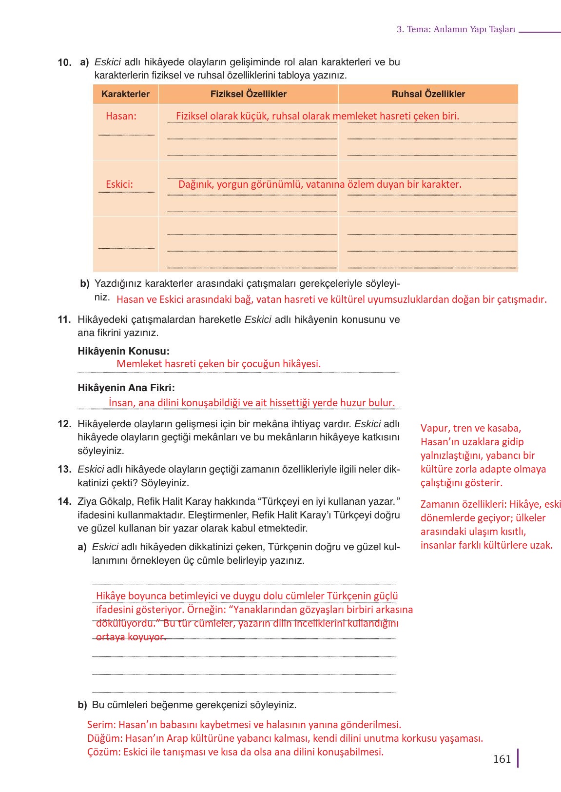 9. Sınıf Meb Yayınları Türk Dili Ve Edebiyatı Ders Kitabı Sayfa 161 Cevapları
