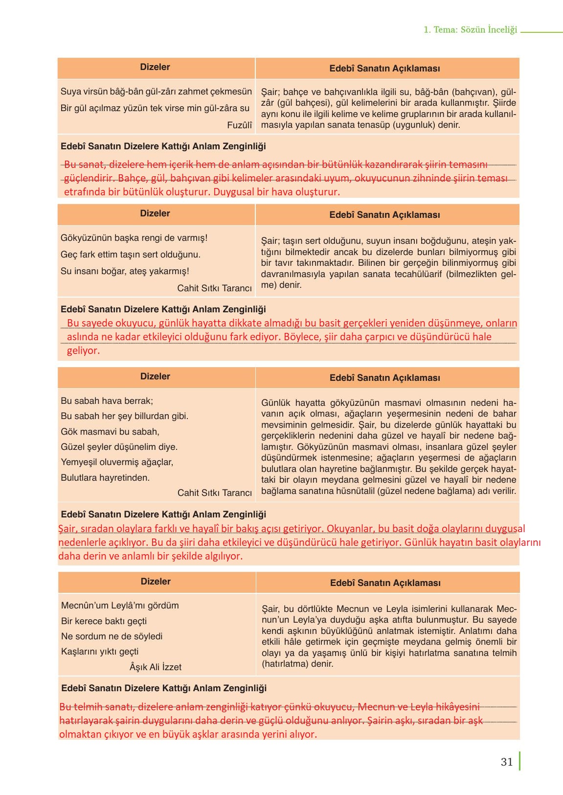 9. Sınıf Meb Yayınları Türk Dili Ve Edebiyatı Ders Kitabı Sayfa 31 Cevapları