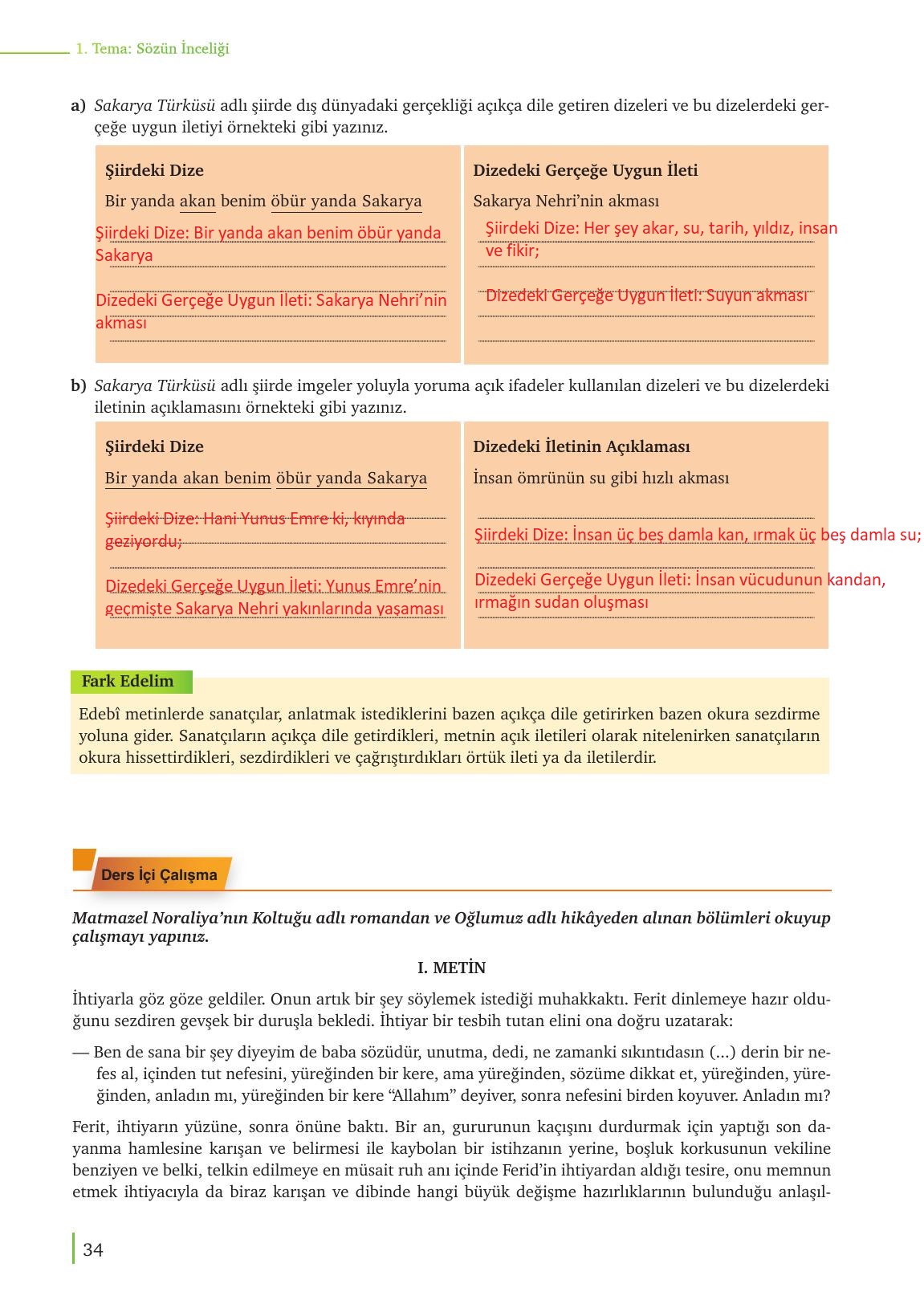 9. Sınıf Meb Yayınları Türk Dili Ve Edebiyatı Ders Kitabı Sayfa 34 Cevapları
