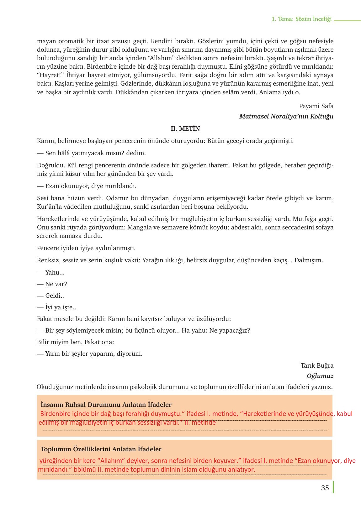 9. Sınıf Meb Yayınları Türk Dili Ve Edebiyatı Ders Kitabı Sayfa 35 Cevapları